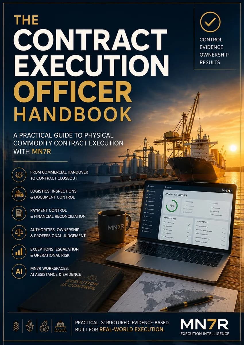 The Contract Execution Officer Handbook cover, published by AMI Press for the MN7R Team