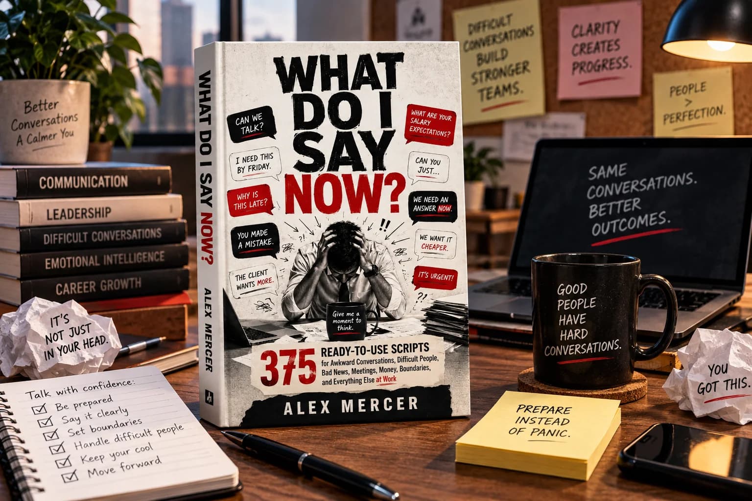 What Do I Say Now book in a workplace prepared for difficult conversations