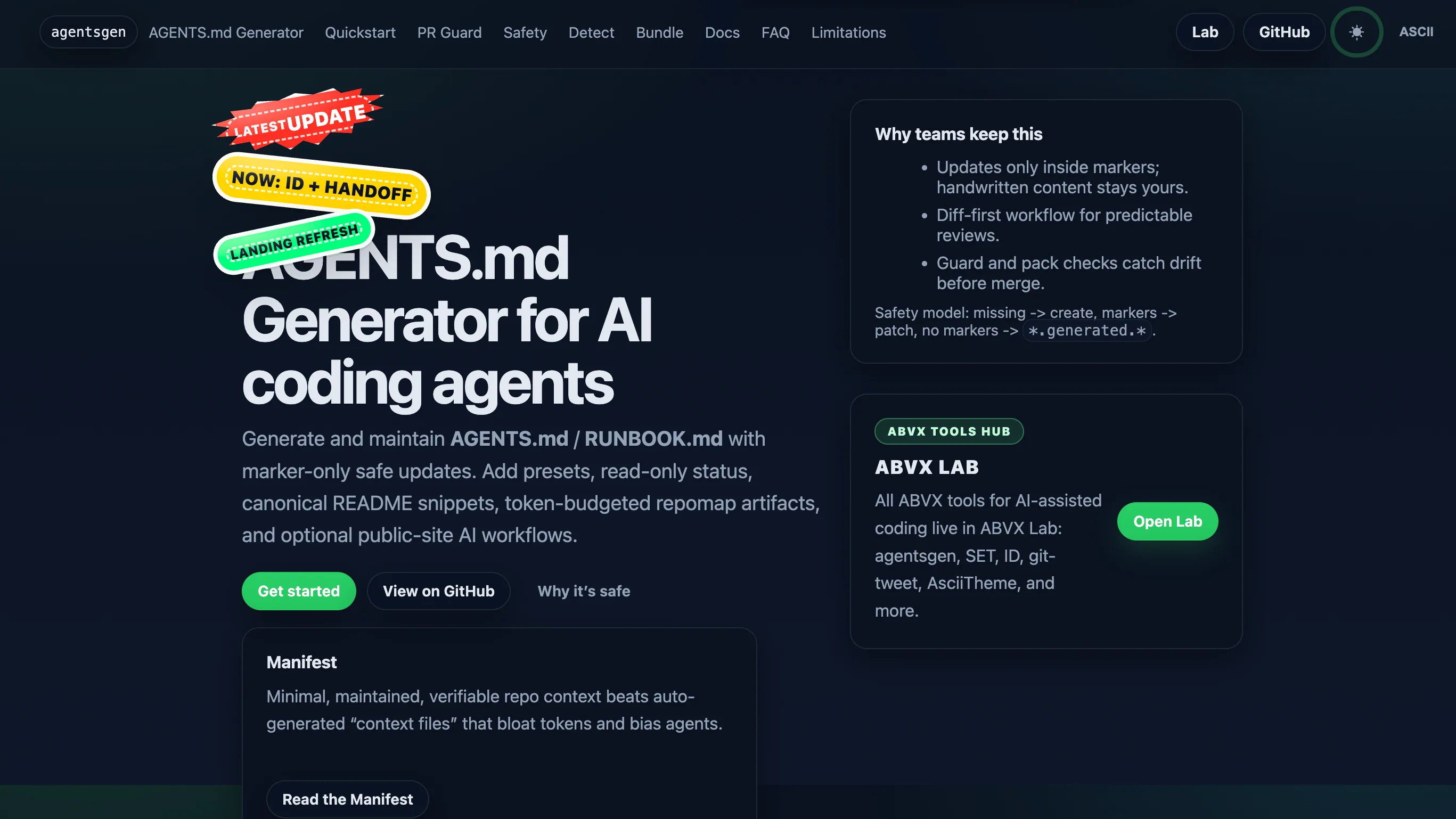 AGENTS.md Generator interface