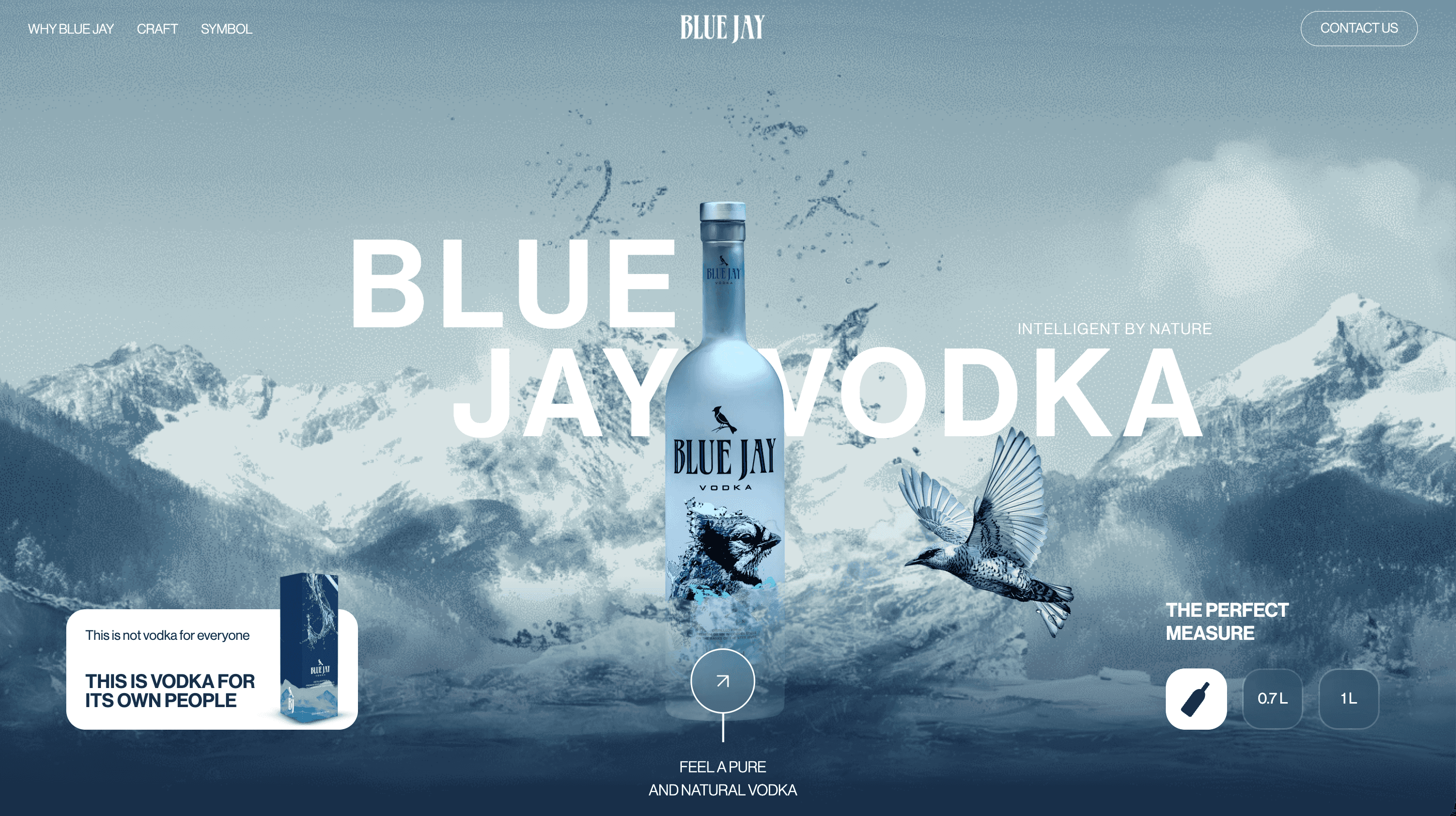 Blue Jay Vodka landing page