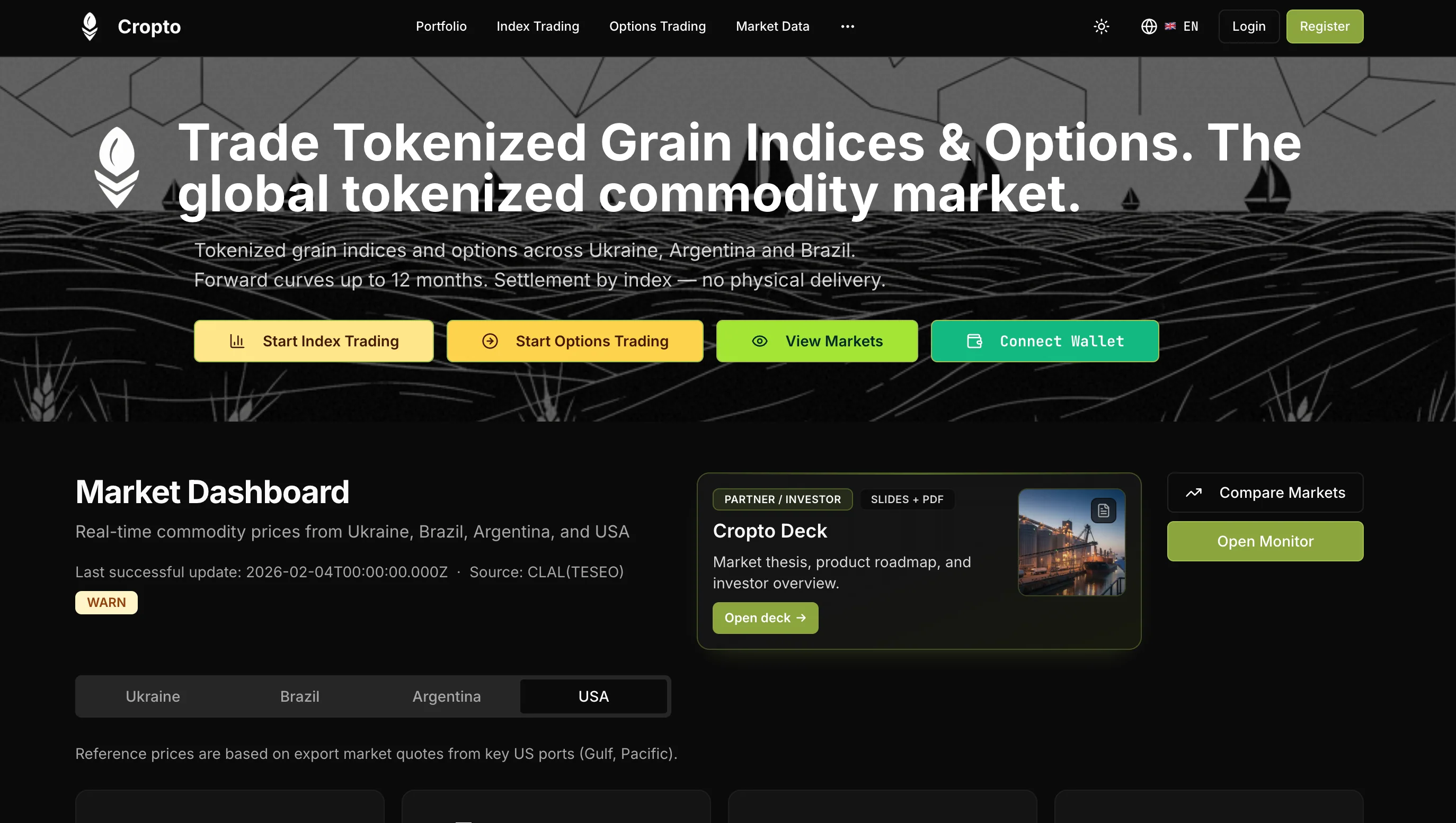 Cropto trading platform interface