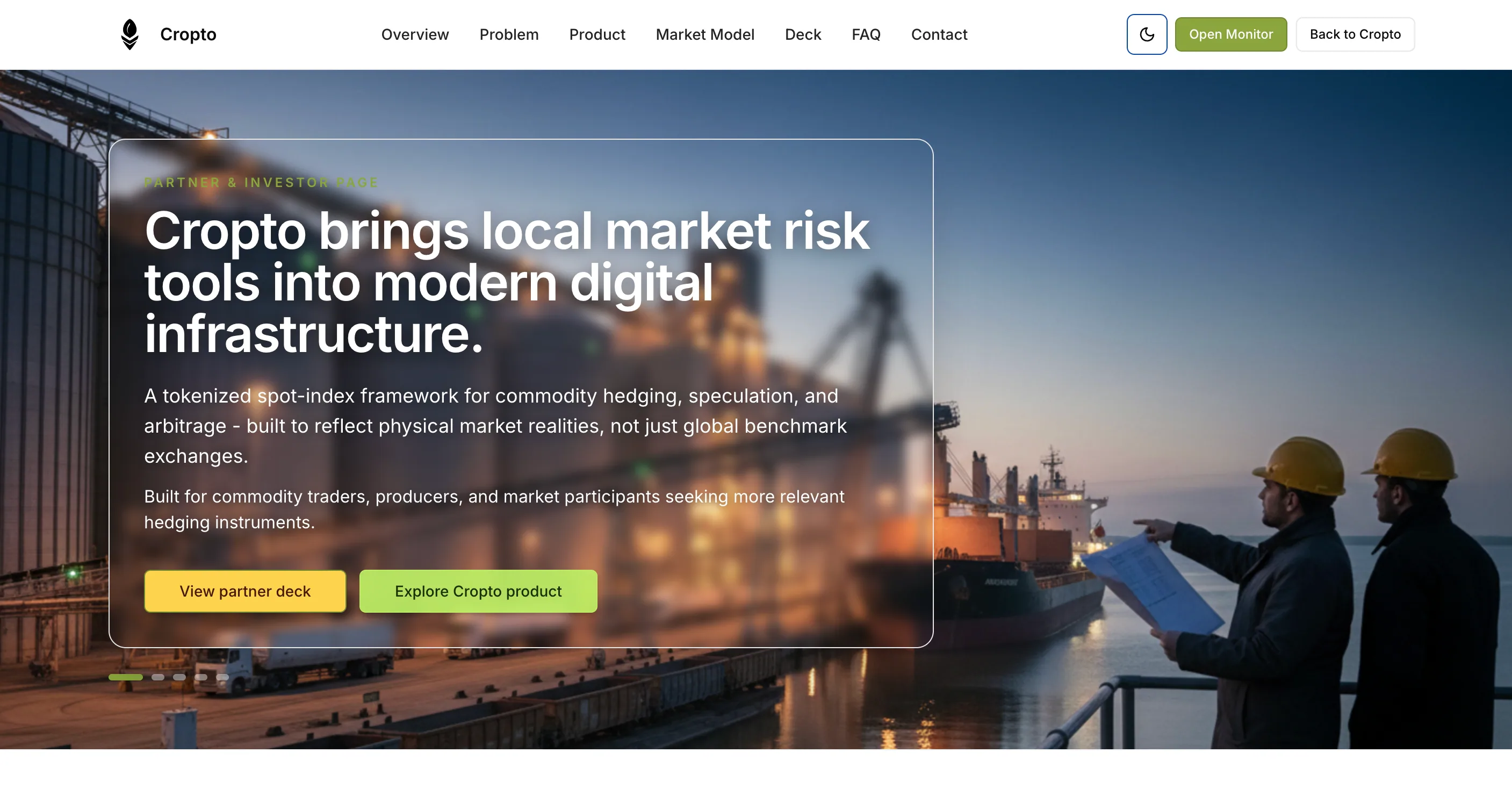 Cropto Market Risk Tools Deck landing preview