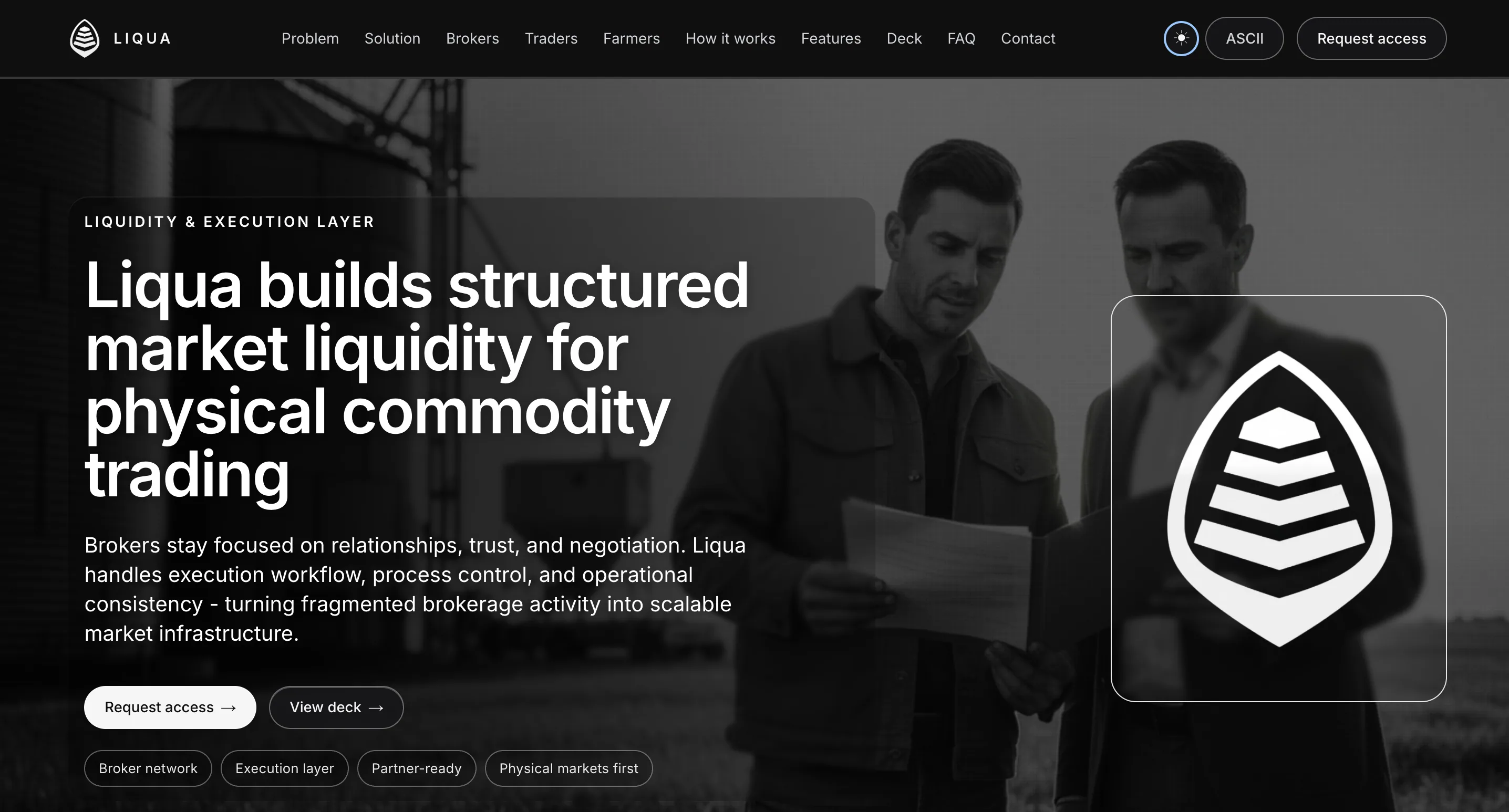 Liqua trading-service landing page