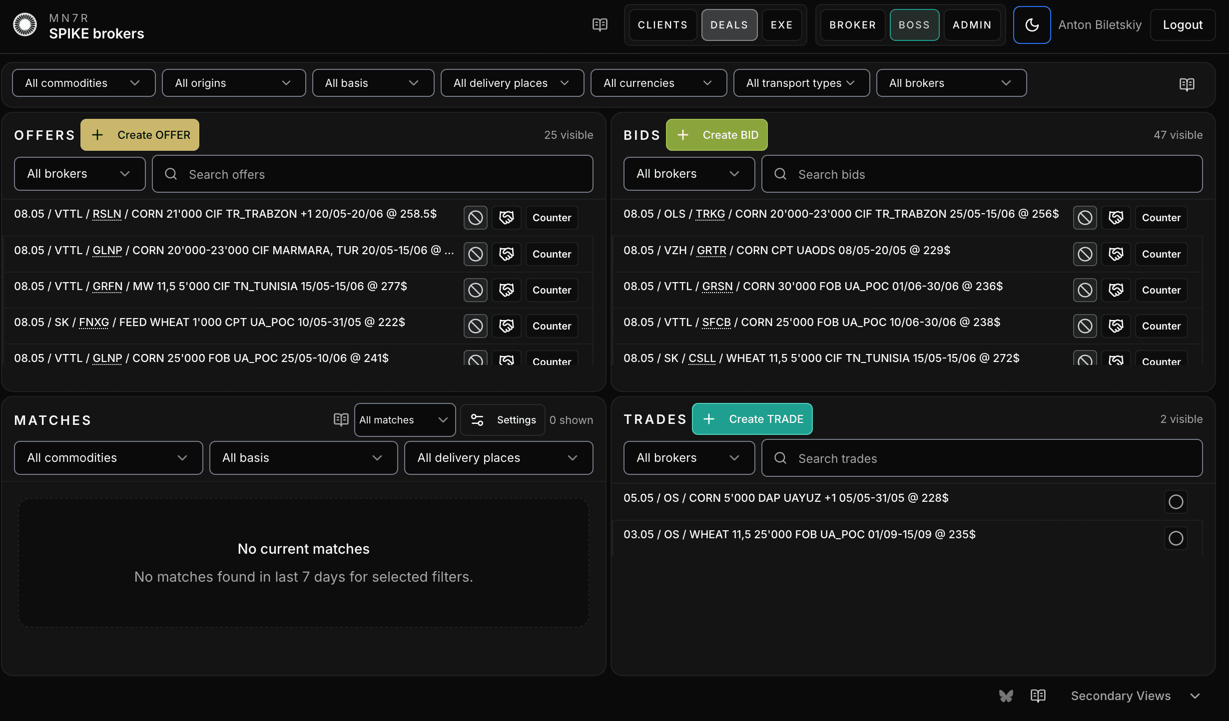 MN7R brokerage platform interface