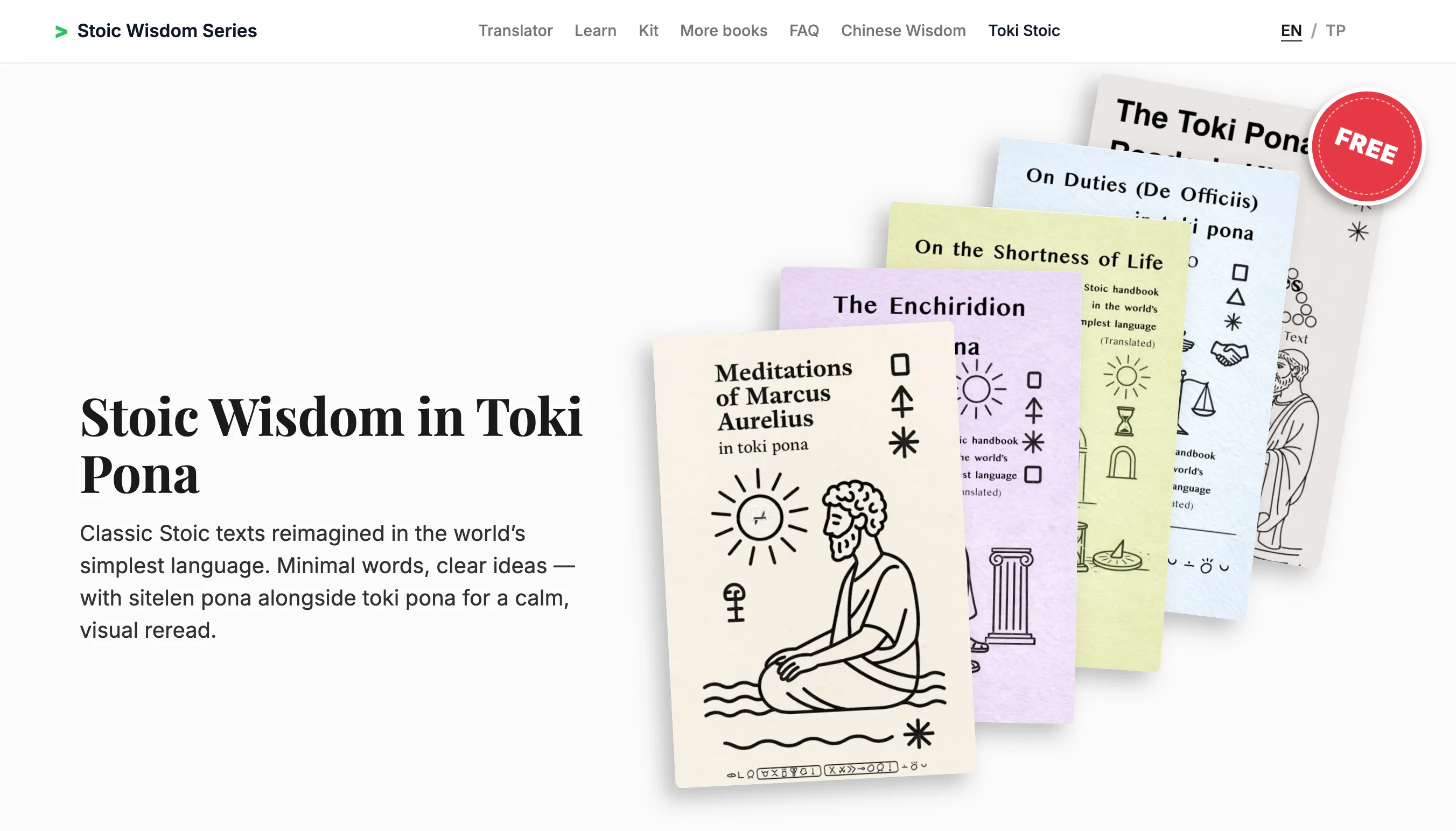 Stoic Wisdom in Toki Pona landing page