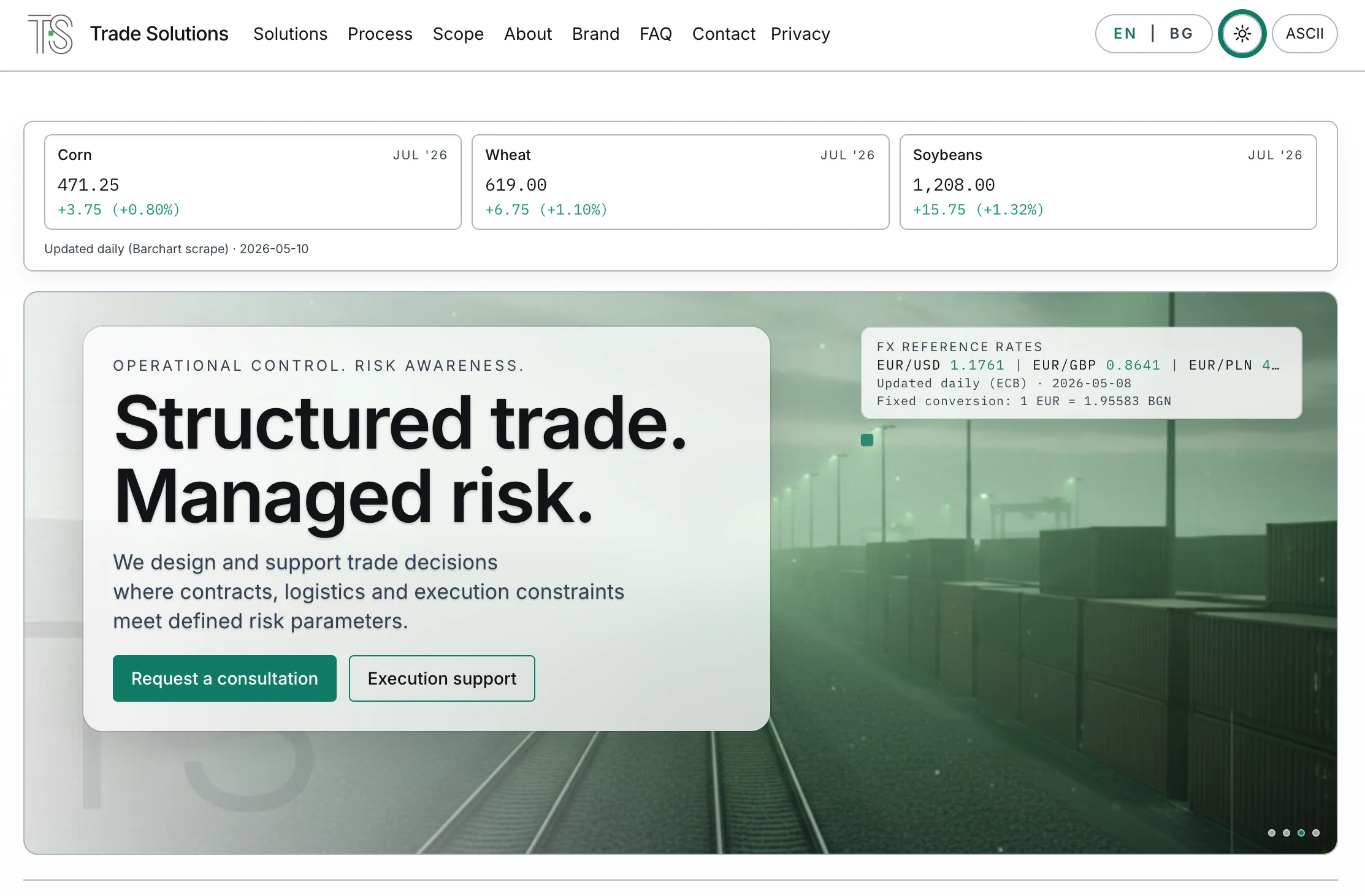 Trade Solution EU landing page
